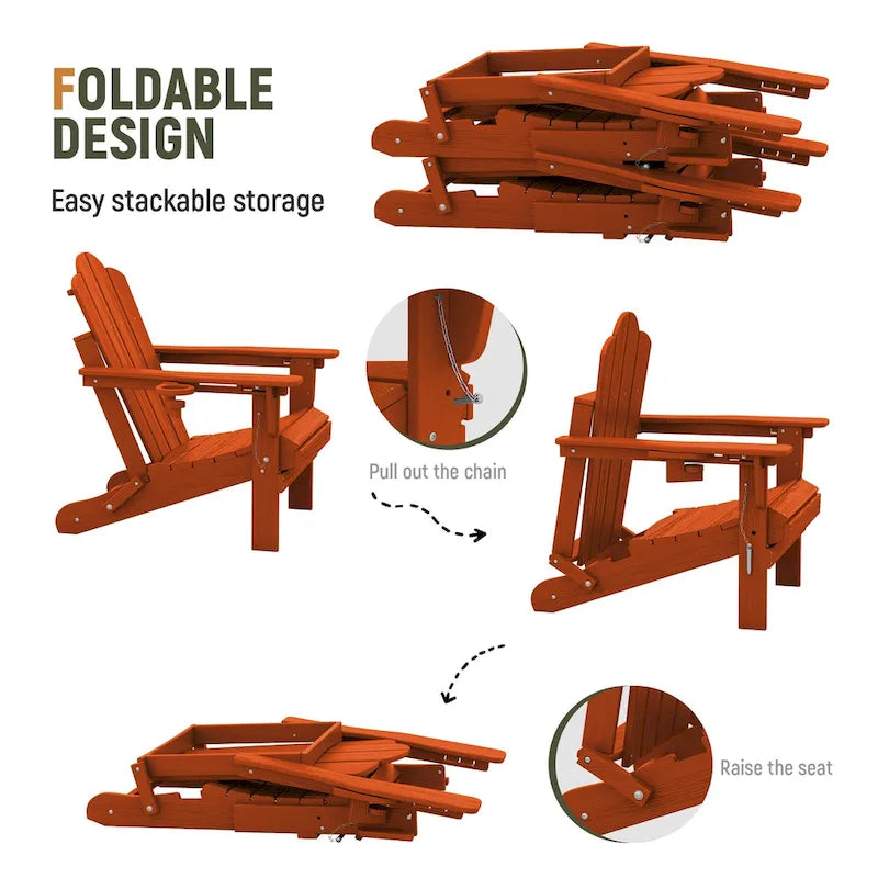 Chaise Adirondack pliante réglable en PEHD pour l'extérieur/l'intérieur
