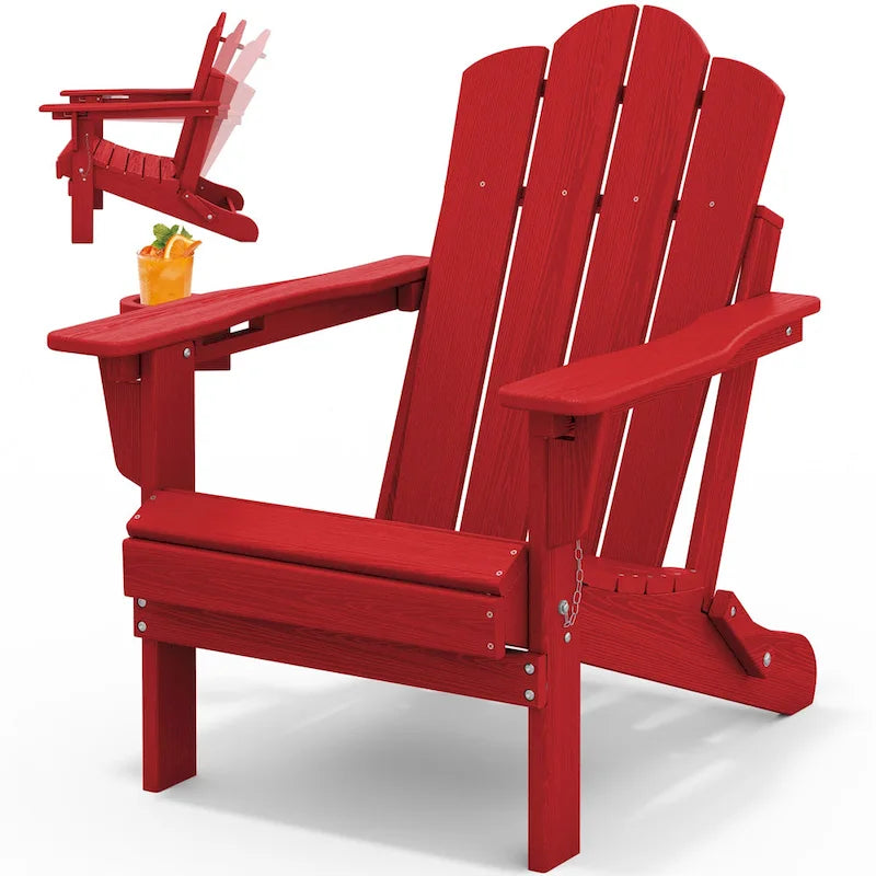Chaise Adirondack pliante réglable en PEHD pour l'extérieur/l'intérieur