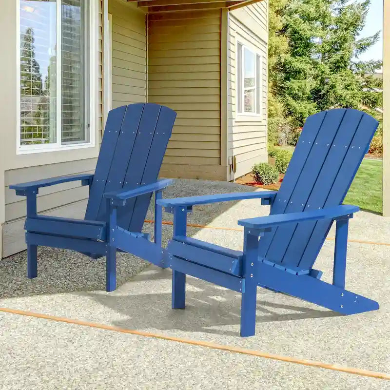 Chaise Adirondack BONOSUKI pour patio avec porte-gobelet, en résine résistante aux intempéries - Lot de 2