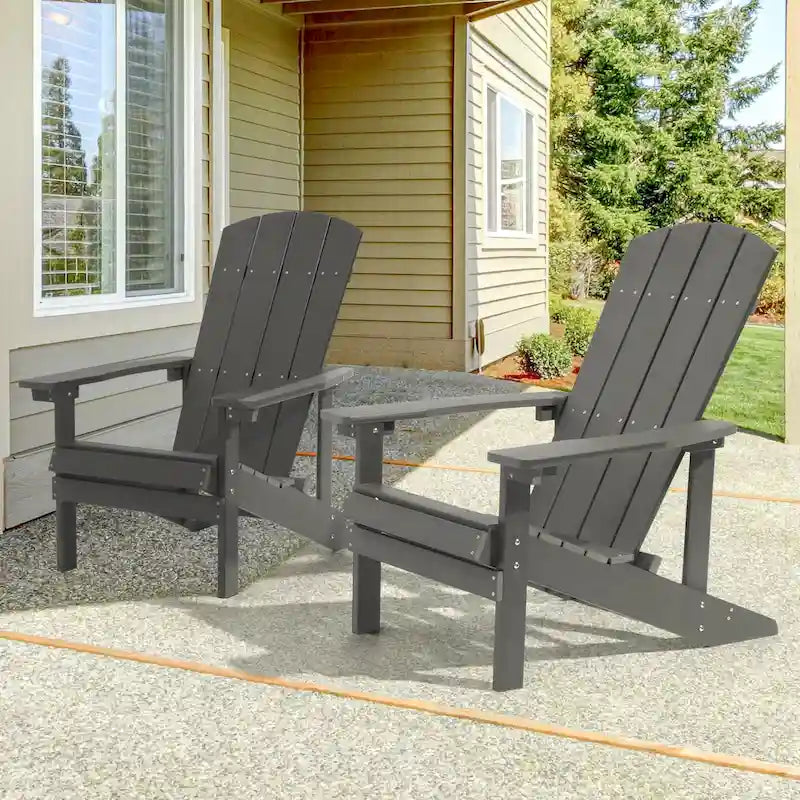 Chaise Adirondack BONOSUKI pour patio avec porte-gobelet, en résine résistante aux intempéries - Lot de 2