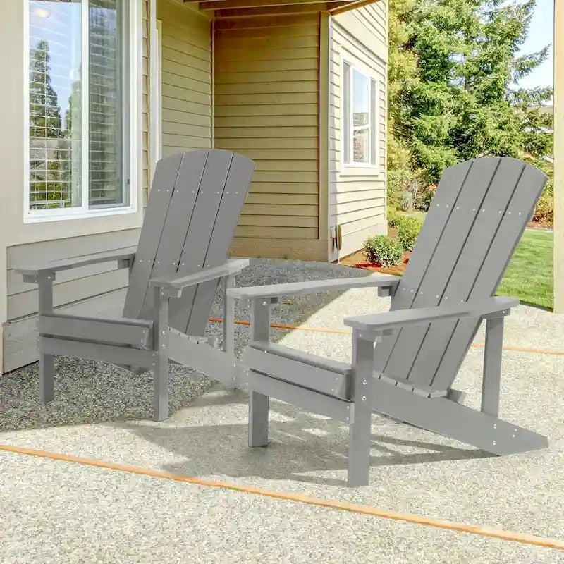 Chaise Adirondack BONOSUKI pour patio avec porte-gobelet, en résine résistante aux intempéries - Lot de 2