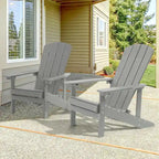 Chaise Adirondack BONOSUKI pour patio avec porte-gobelet, en résine résistante aux intempéries - Lot de 2