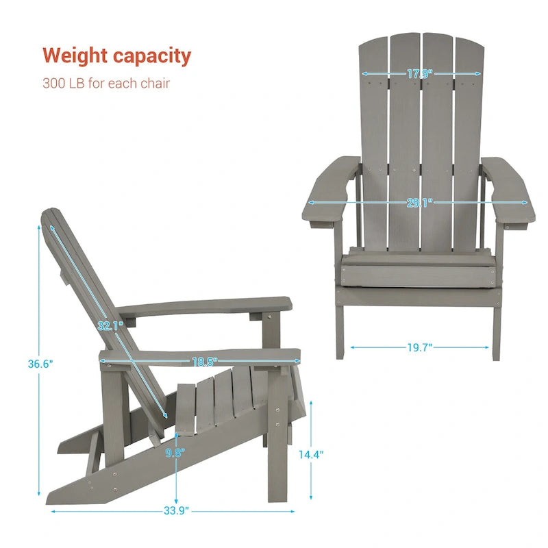 Chaise Adirondack BONOSUKI pour patio avec porte-gobelet, en résine résistante aux intempéries - Lot de 2