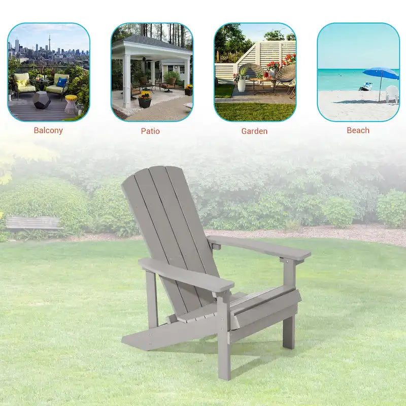 Chaise Adirondack BONOSUKI pour patio avec porte-gobelet, en résine résistante aux intempéries - Lot de 2