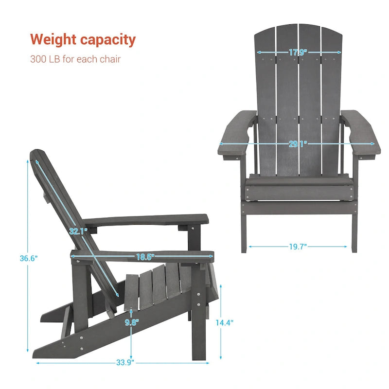 Chaise Adirondack BONOSUKI pour patio avec porte-gobelet, en résine résistante aux intempéries - Lot de 2