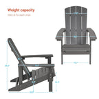 Chaise Adirondack BONOSUKI pour patio avec porte-gobelet, en résine résistante aux intempéries - Lot de 2