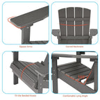 Chaise Adirondack BONOSUKI pour patio avec porte-gobelet, en résine résistante aux intempéries - Lot de 2