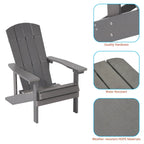 Chaise Adirondack BONOSUKI pour patio avec porte-gobelet, en résine résistante aux intempéries - Lot de 2