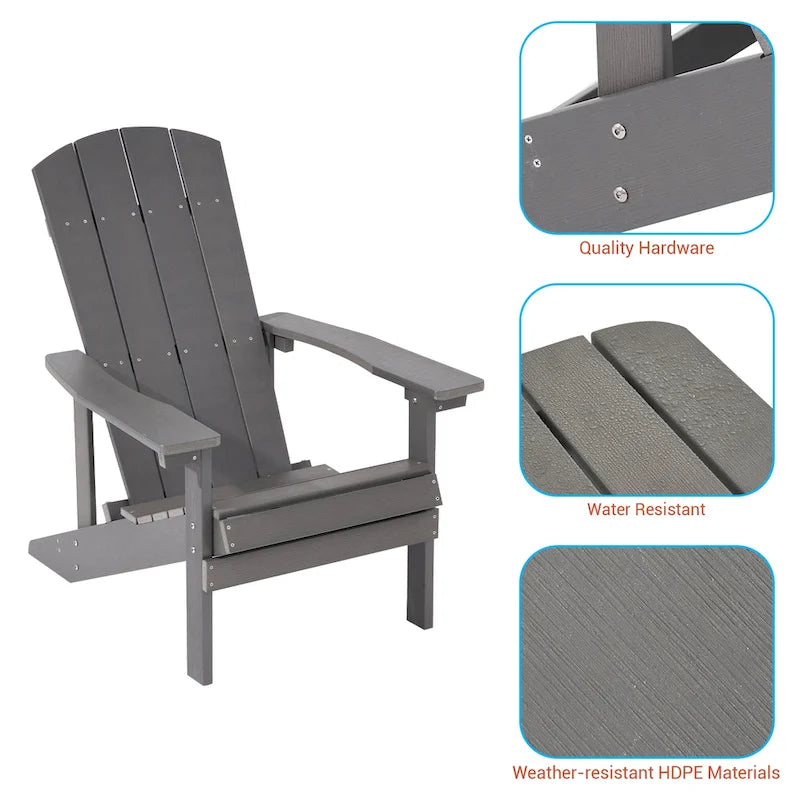 Chaise Adirondack BONOSUKI pour patio avec porte-gobelet, en résine résistante aux intempéries - Lot de 2