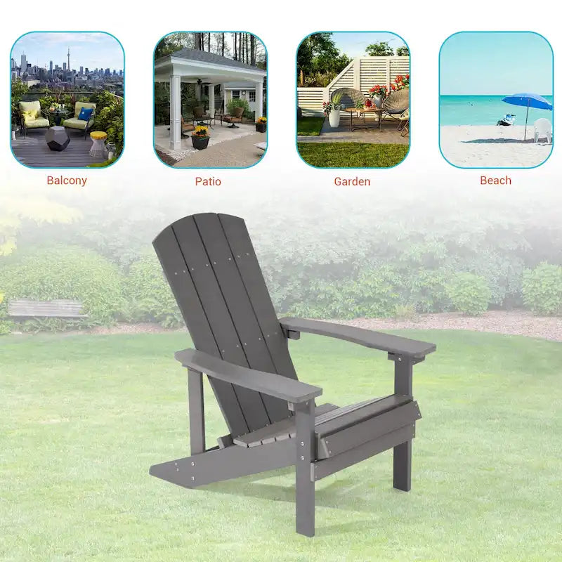Chaise Adirondack BONOSUKI pour patio avec porte-gobelet, en résine résistante aux intempéries - Lot de 2