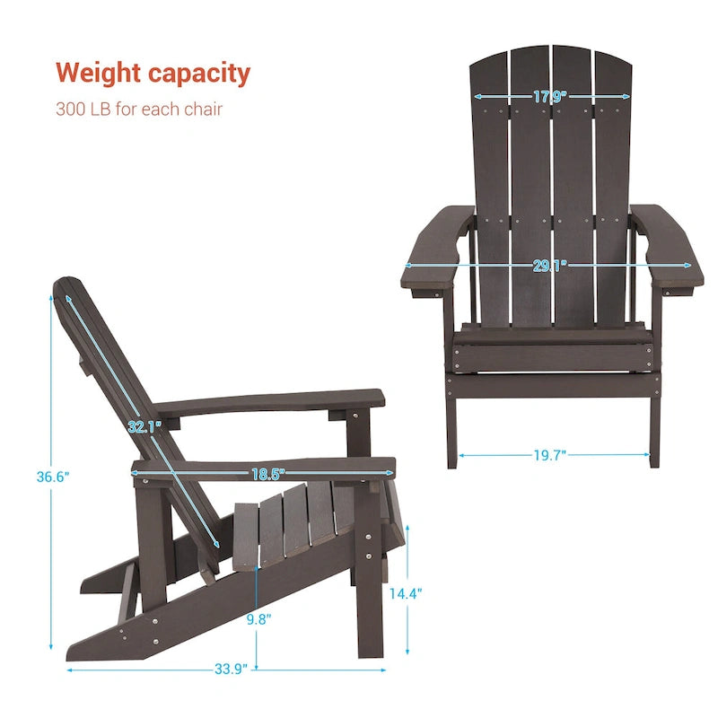 Chaise Adirondack BONOSUKI pour patio avec porte-gobelet, en résine résistante aux intempéries - Lot de 2