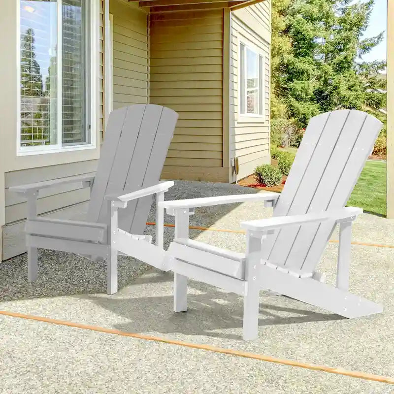 Chaise Adirondack BONOSUKI pour patio avec porte-gobelet, en résine résistante aux intempéries - Lot de 2