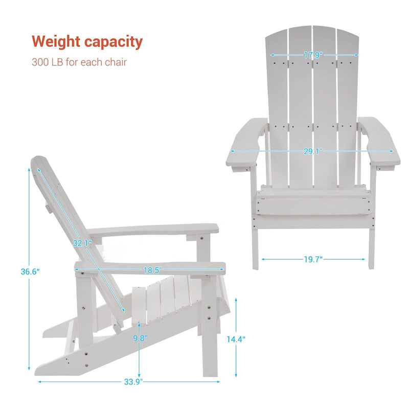 Chaise Adirondack BONOSUKI pour patio avec porte-gobelet, en résine résistante aux intempéries - Lot de 2