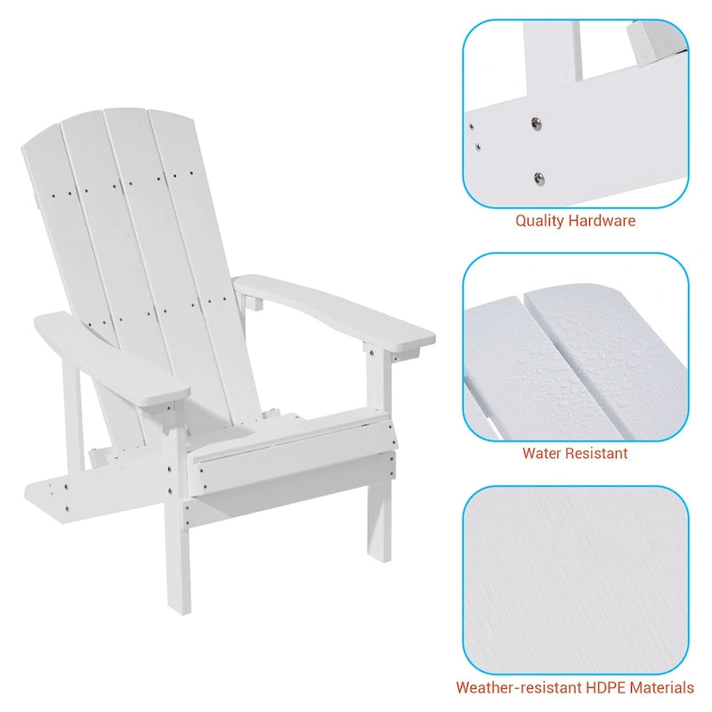 Chaise Adirondack BONOSUKI pour patio avec porte-gobelet, en résine résistante aux intempéries - Lot de 2