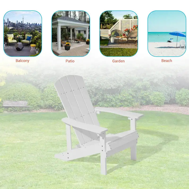 Chaise Adirondack BONOSUKI pour patio avec porte-gobelet, en résine résistante aux intempéries - Lot de 2