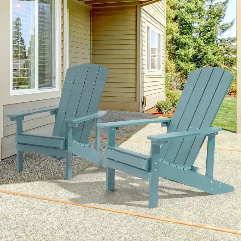 Chaise Adirondack BONOSUKI pour patio avec porte-gobelet, en résine résistante aux intempéries - Lot de 2