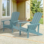 Chaise Adirondack BONOSUKI pour patio avec porte-gobelet, en résine résistante aux intempéries - Lot de 2