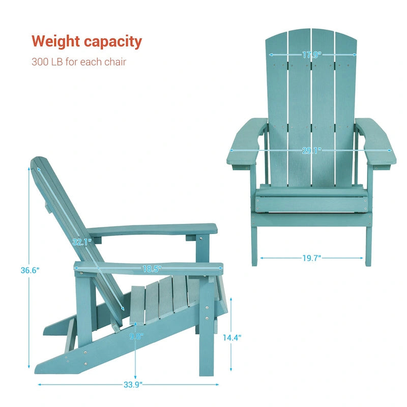 Chaise Adirondack BONOSUKI pour patio avec porte-gobelet, en résine résistante aux intempéries - Lot de 2