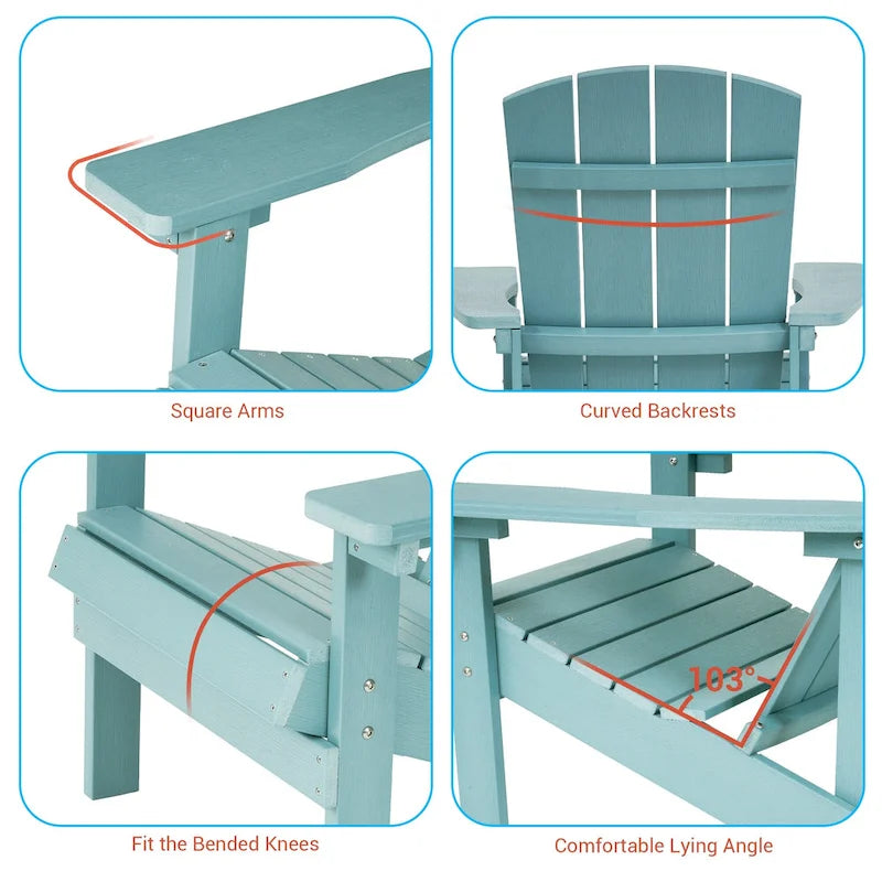 Chaise Adirondack BONOSUKI pour patio avec porte-gobelet, en résine résistante aux intempéries - Lot de 2