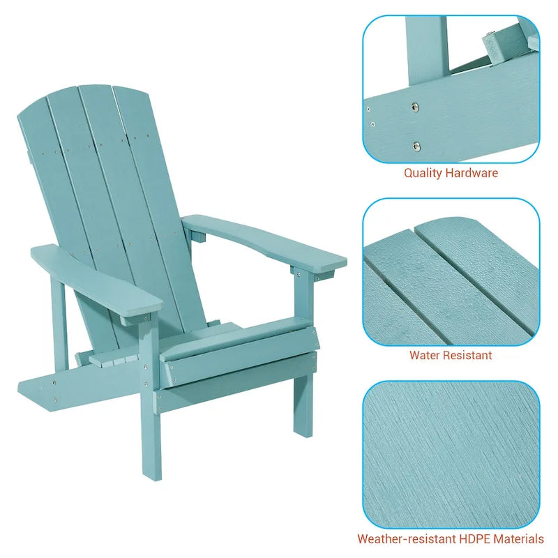 Chaise Adirondack BONOSUKI pour patio avec porte-gobelet, en résine résistante aux intempéries - Lot de 2