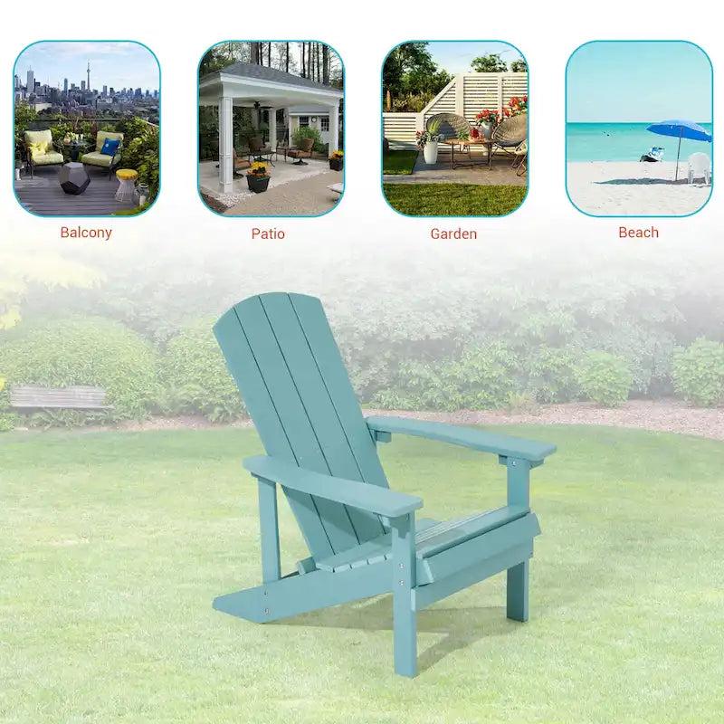 Chaise Adirondack BONOSUKI pour patio avec porte-gobelet, en résine résistante aux intempéries - Lot de 2