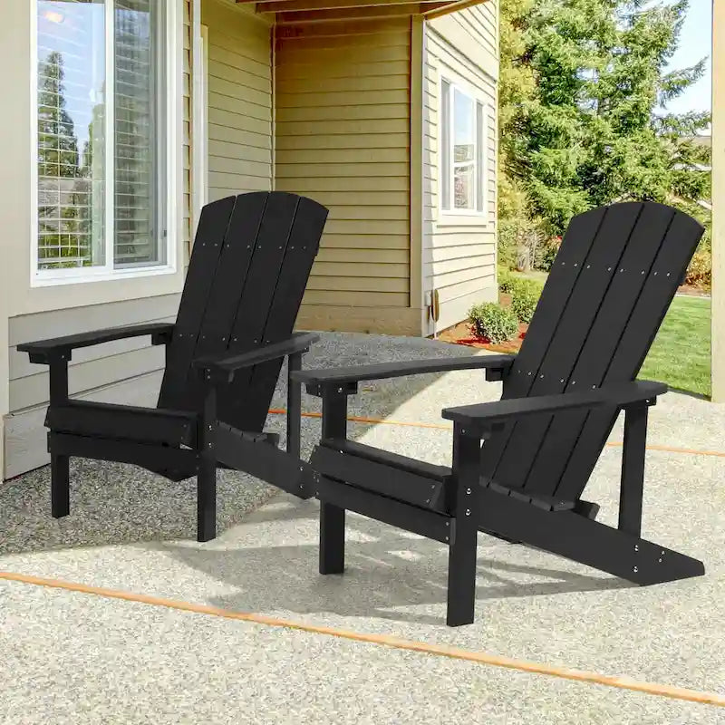 Chaise Adirondack BONOSUKI pour patio avec porte-gobelet, en résine résistante aux intempéries - Lot de 2