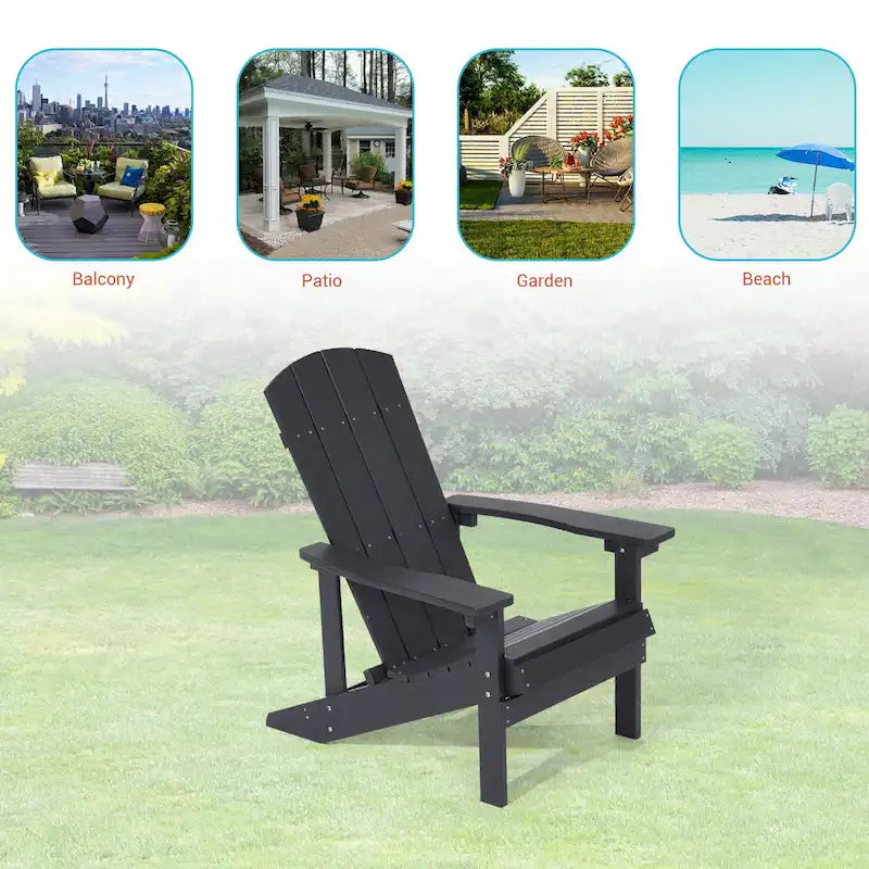 Chaise Adirondack BONOSUKI pour patio avec porte-gobelet, en résine résistante aux intempéries - Lot de 2