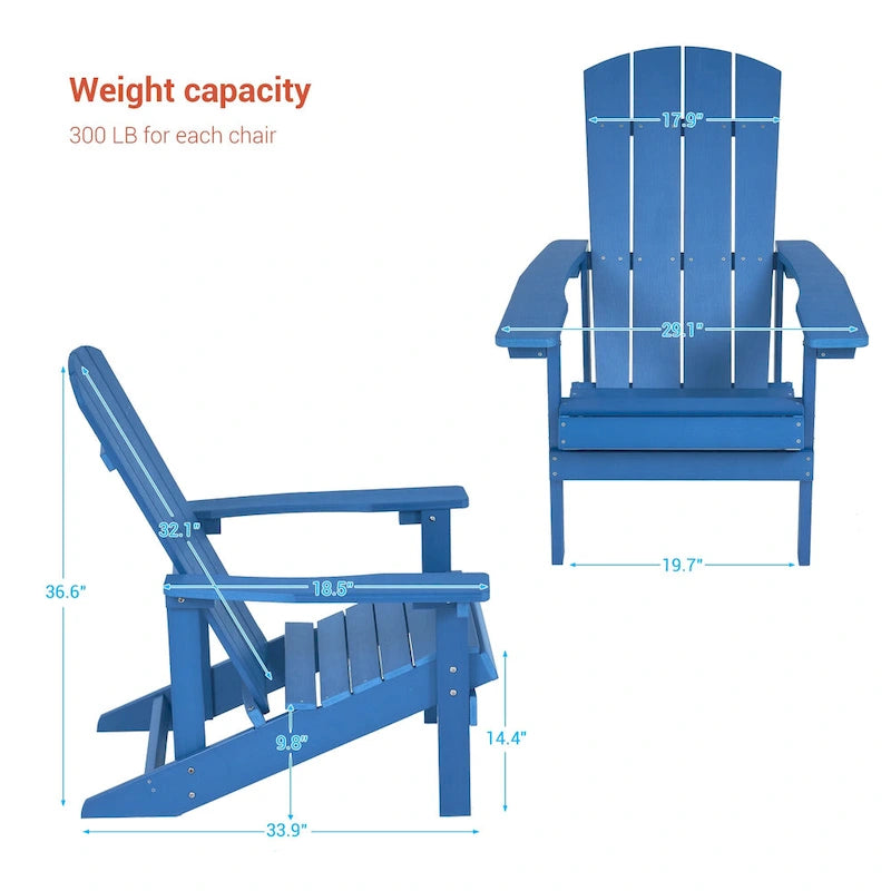 Chaise Adirondack BONOSUKI pour patio avec porte-gobelet, en résine résistante aux intempéries - Lot de 2