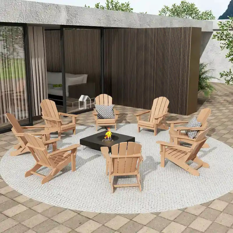 Fauteuils Adirondack pliables d'extérieur tout temps Polytrends Laguna en PEHD (lot de 8)