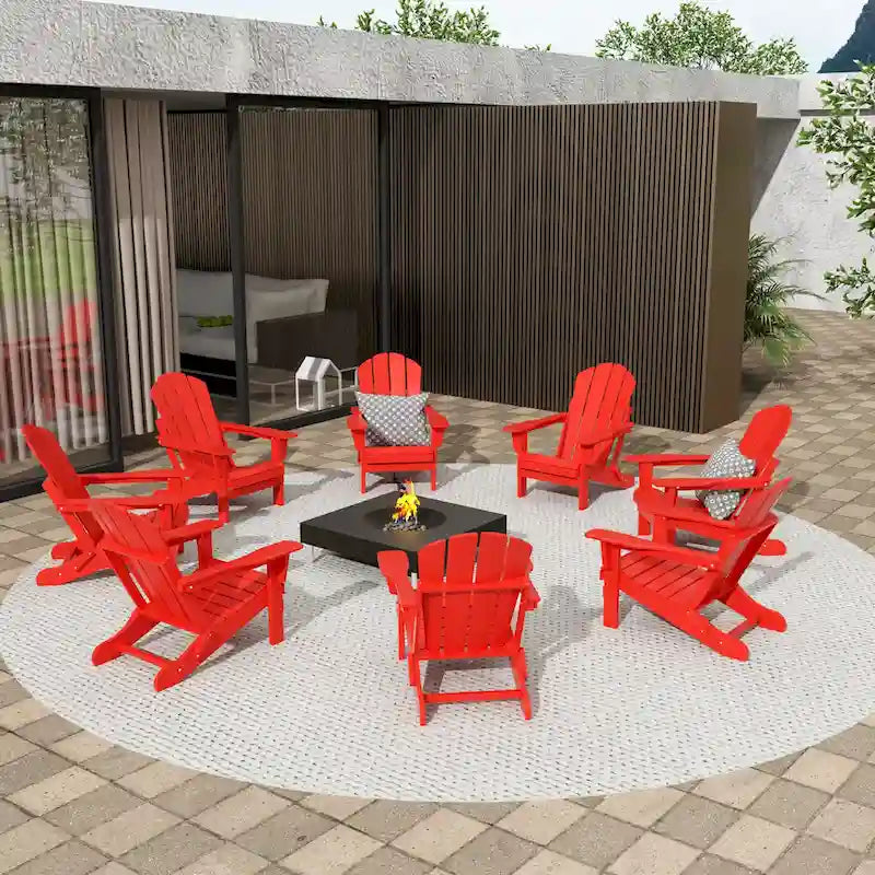 Fauteuils Adirondack pliables d'extérieur tout temps Polytrends Laguna en PEHD (lot de 8)