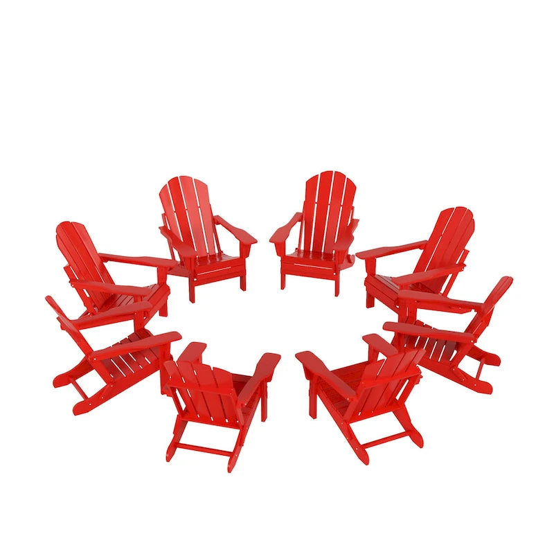 Fauteuils Adirondack pliables d'extérieur tout temps Polytrends Laguna en PEHD (lot de 8)