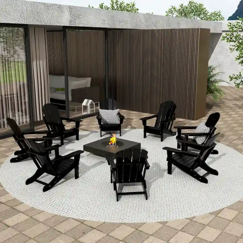 Fauteuils Adirondack pliables d'extérieur tout temps Polytrends Laguna en PEHD (lot de 8)