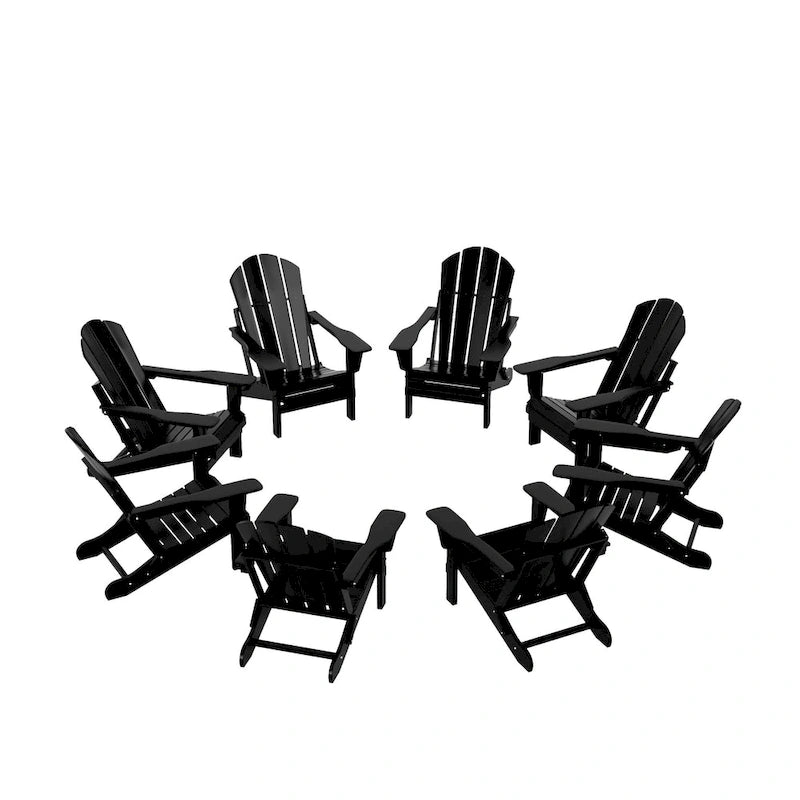 Fauteuils Adirondack pliables d'extérieur tout temps Polytrends Laguna en PEHD (lot de 8)