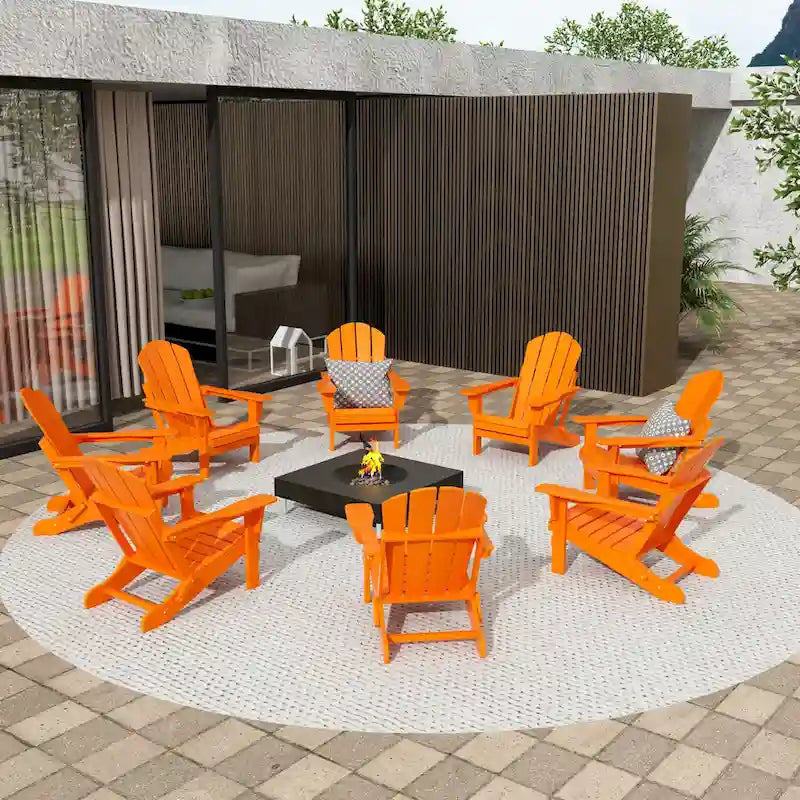 Fauteuils Adirondack pliables d'extérieur tout temps Polytrends Laguna en PEHD (lot de 8)