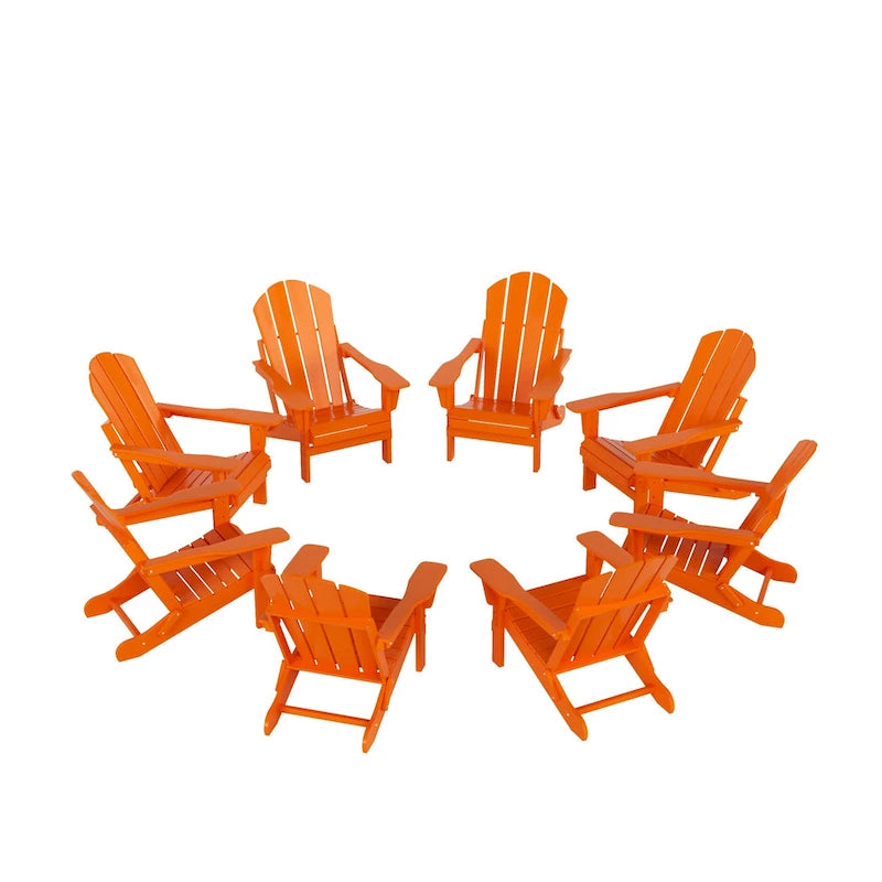 Fauteuils Adirondack pliables d'extérieur tout temps Polytrends Laguna en PEHD (lot de 8)