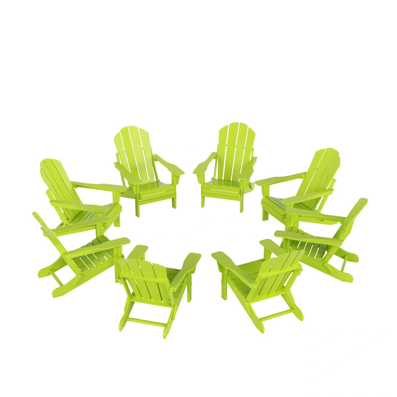 Fauteuils Adirondack pliables d'extérieur tout temps Polytrends Laguna en PEHD (lot de 8)