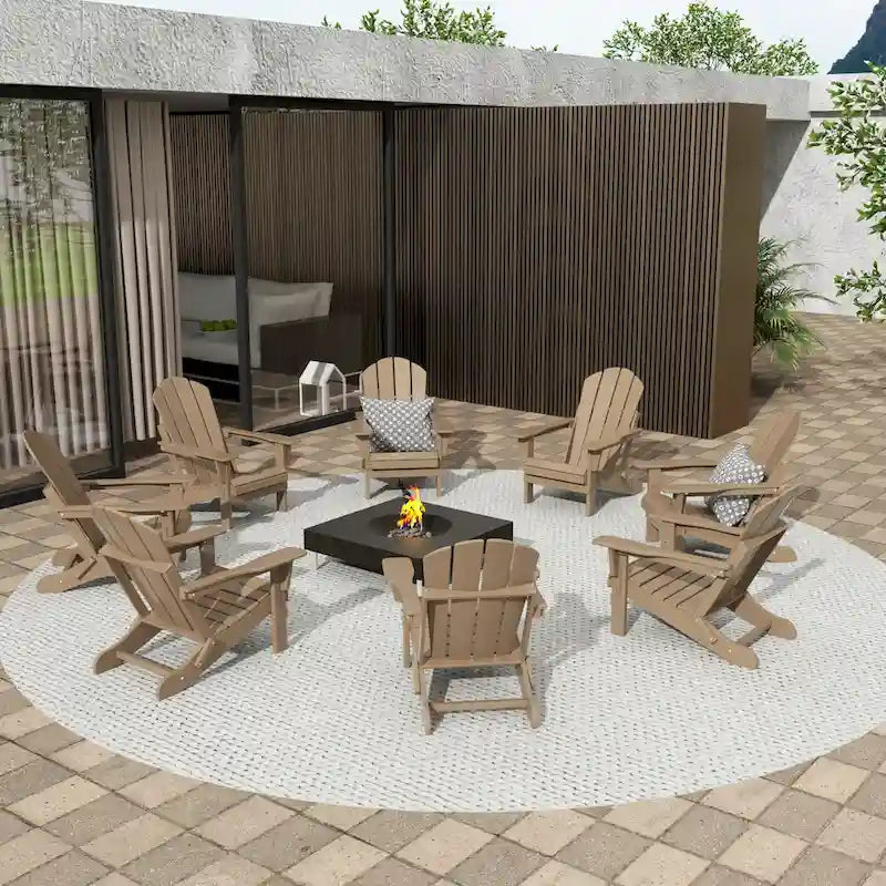 Fauteuils Adirondack pliables d'extérieur tout temps Polytrends Laguna en PEHD (lot de 8)
