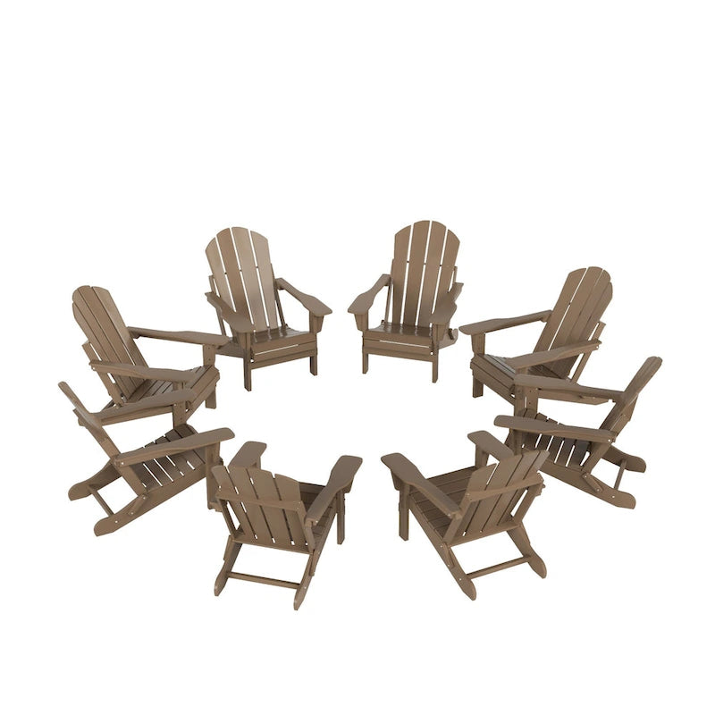 Fauteuils Adirondack pliables d'extérieur tout temps Polytrends Laguna en PEHD (lot de 8)