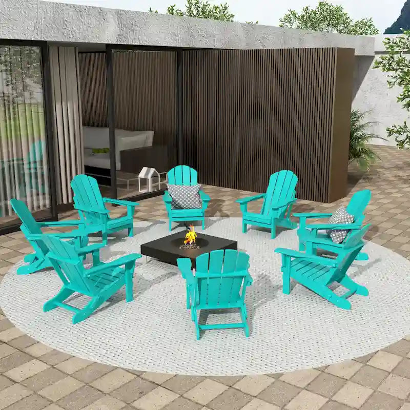 Fauteuils Adirondack pliables d'extérieur tout temps Polytrends Laguna en PEHD (lot de 8)