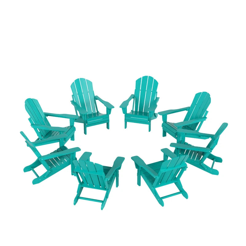 Fauteuils Adirondack pliables d'extérieur tout temps Polytrends Laguna en PEHD (lot de 8)