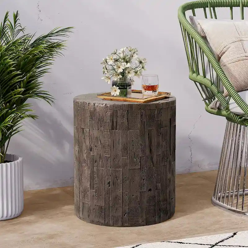 Tabouret d'appoint en forme de souche COSIEST, style antique, pour l'extérieur