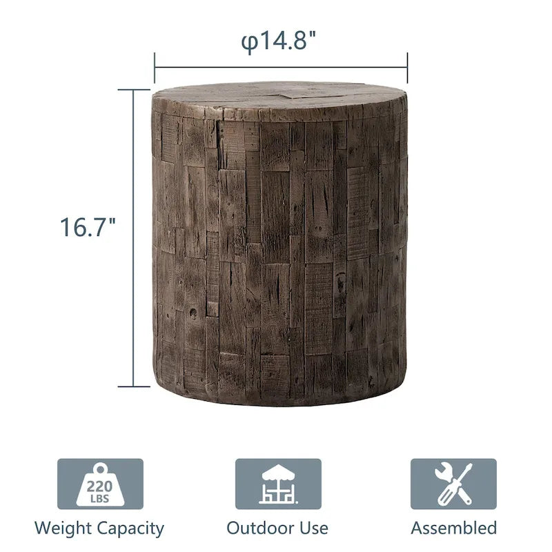 Tabouret d'appoint en forme de souche COSIEST, style antique, pour l'extérieur