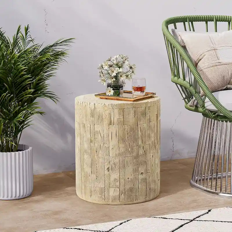 Tabouret d'appoint en forme de souche COSIEST, style antique, pour l'extérieur