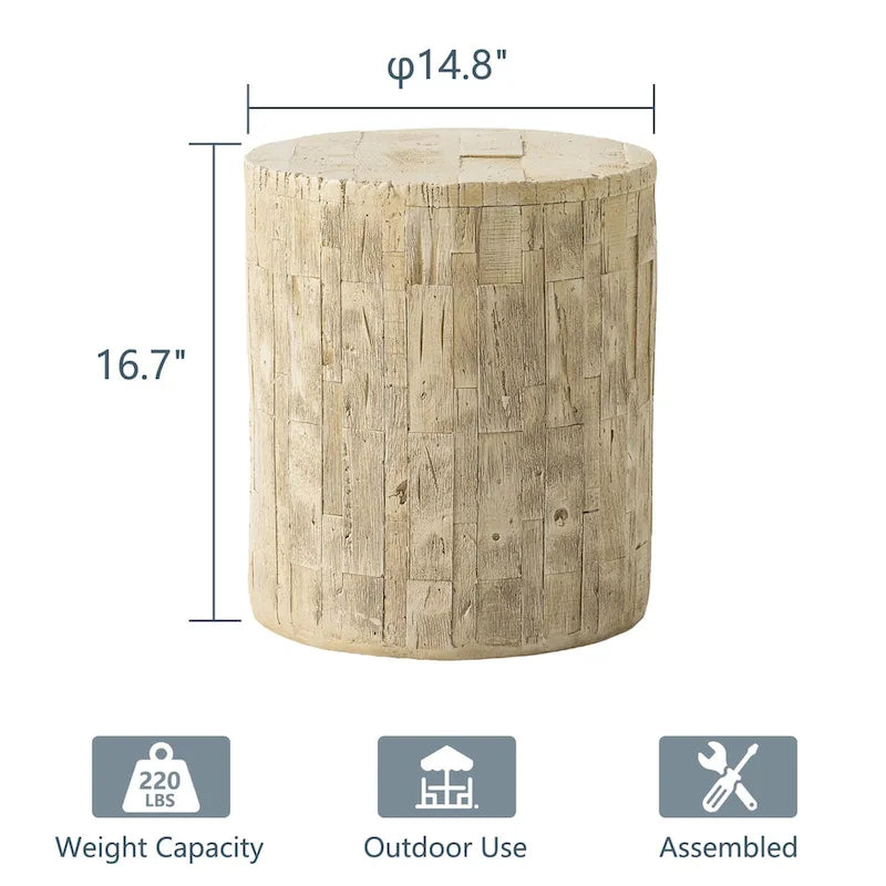 Tabouret d'appoint en forme de souche COSIEST, style antique, pour l'extérieur