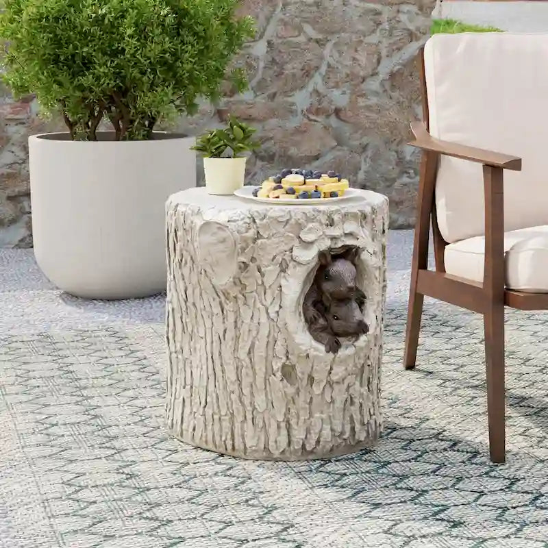 Tabouret d'appoint en forme de souche COSIEST, style antique, pour l'extérieur