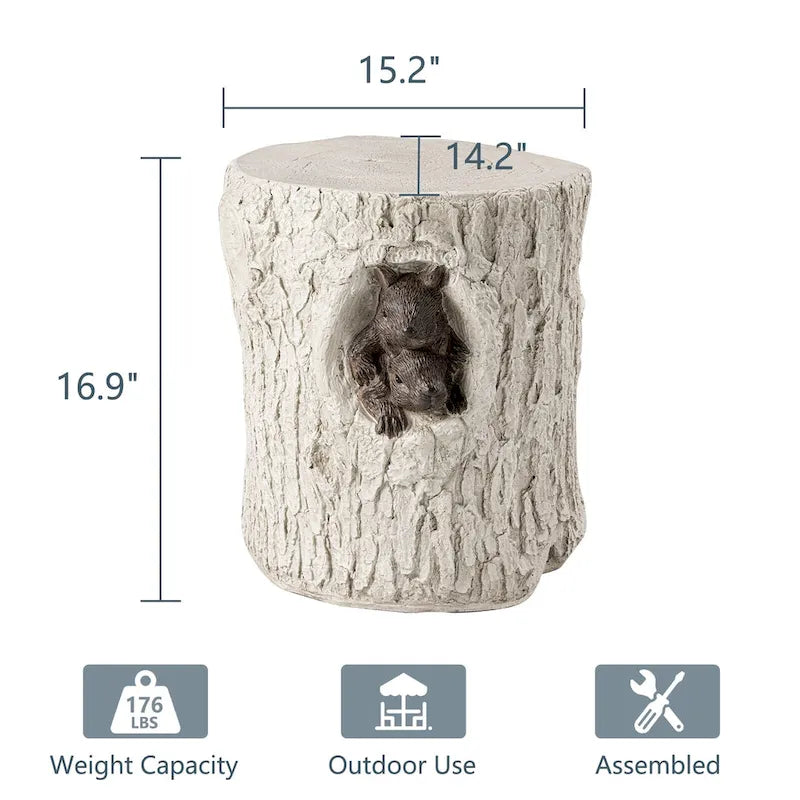 Tabouret d'appoint en forme de souche COSIEST, style antique, pour l'extérieur