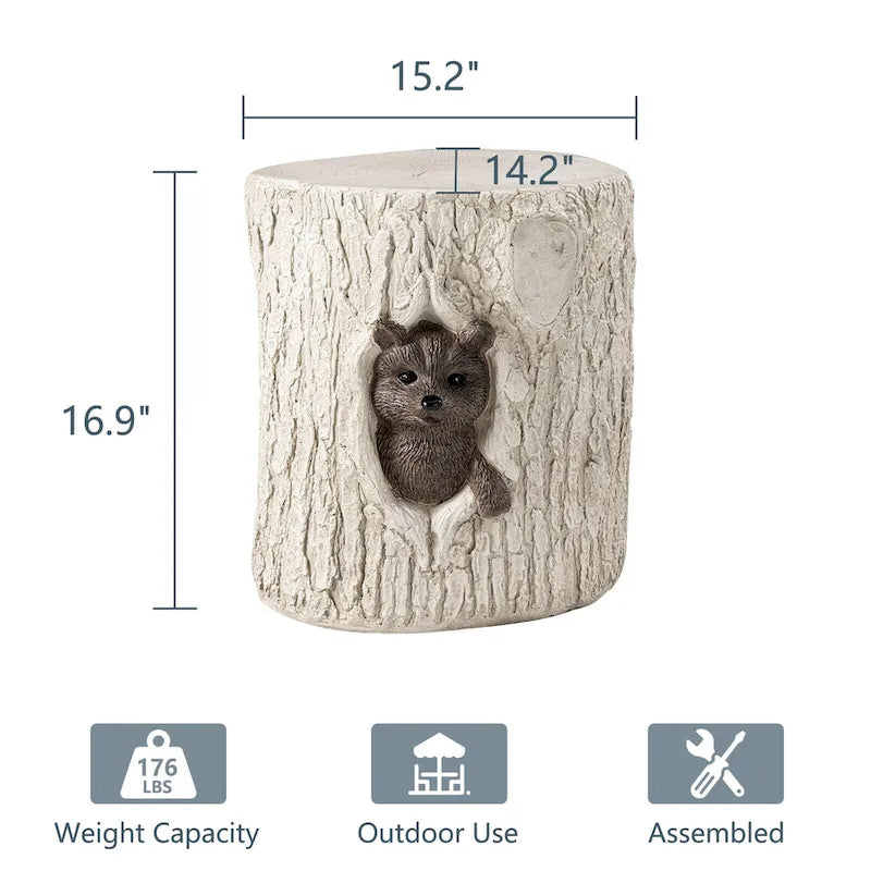 Tabouret d'appoint en forme de souche COSIEST, style antique, pour l'extérieur