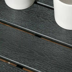 Outsunny Ensemble de Meubles de Patio en Osier 7 Pièces, Ensemble de Canapés Modulables d'Extérieur avec Table Plateau en Plastique Aspect Bois
