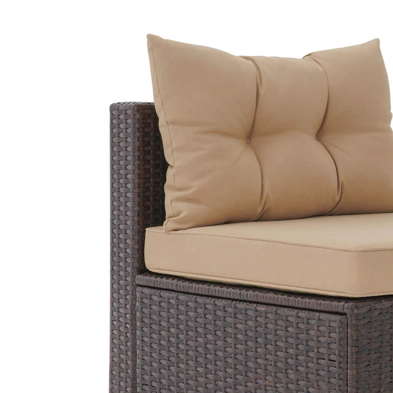 Moasis Ensemble de Conversation Extérieur de 7 Pièces, Sectionnel en Osier avec Table Basse et Coussins