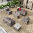 Ensembles de conversation de patio 8 pièces avec table de foyer